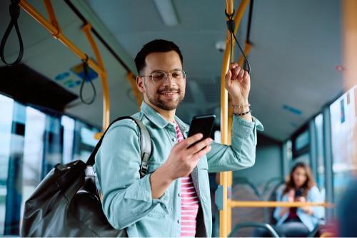 Man on a bus