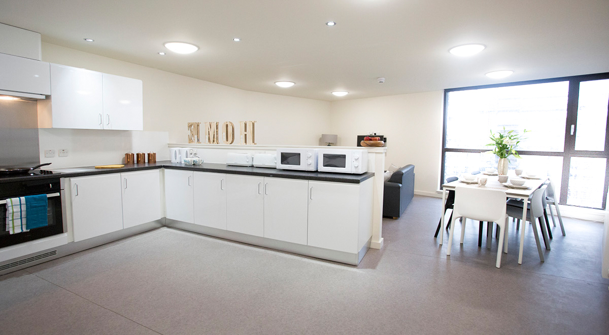 Shared Kitchen Facilities with Seating Area at Powis Place in Aberdeen